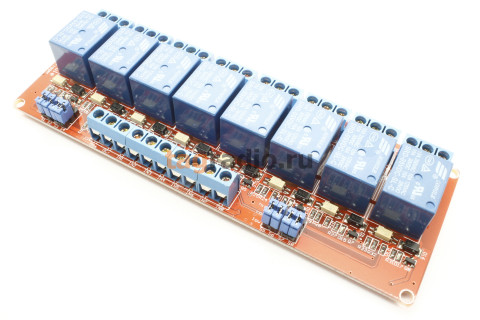 Модуль реле 5В 8 каналов AC 250В 10А с оптической развязкой