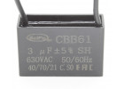 CBB61 Пусковой конденсатор 3мкФ 630В (37х13х24мм)