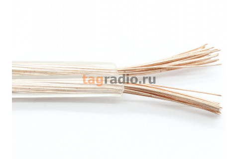 Акустический кабель 2x0,75 кв.мм, жила омедненная, прозрачный 1м