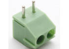 LF396R-3.5-02P (Зеленый) Винтовой клеммник на плату угловой 2 конт. шаг 3,5мм 300В 7А