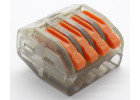 222-414 Клемма зажимная 4-х контактная прозрачная 250В 24А 0,08-2,5/4 кв.мм (оранжевый)