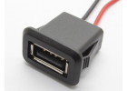 Гнездо USB-A 2.0 с проводом 2 конт. на панель 9,5x18,5мм (черный)
