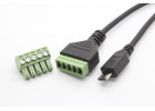 Штекер Micro USB с клеммной колодкой 5 конт. на проводе (0,2м)