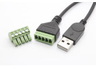 Штекер USB-A с клеммной колодкой 5 конт. на проводе (0,2м)