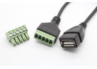 Гнездо USB-A с клеммной колодкой 5 конт. на проводе (0,2м)