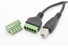 Штекер USB-B с клеммной колодкой 5 конт. на проводе (0,2м)