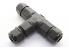 ZL20-3 Кабельный коннектор T-образный, 3pin 7 кв.мм IP68 для кабеля 3-6,5мм, 220В 16A