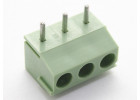 KF396R-3.96-03P-1G (Зеленый) Винтовой клеммник на плату угловой 3 конт. шаг 3,96мм 130В 10А
