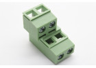 KF127DG-5.08-02P-2G (Зеленый) Винтовой двухрядный клеммник на плату 2x2 конт. шаг 5,08мм 250В 15А