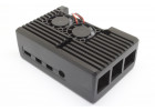 Raspberry Pi 4B корпус алюминиевый с двумя кулерами черный 92x62x32мм