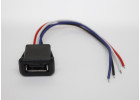 Гнездо USB-A 2.0 с проводом 4 конт. на панель 9,5x18,5мм (черный)